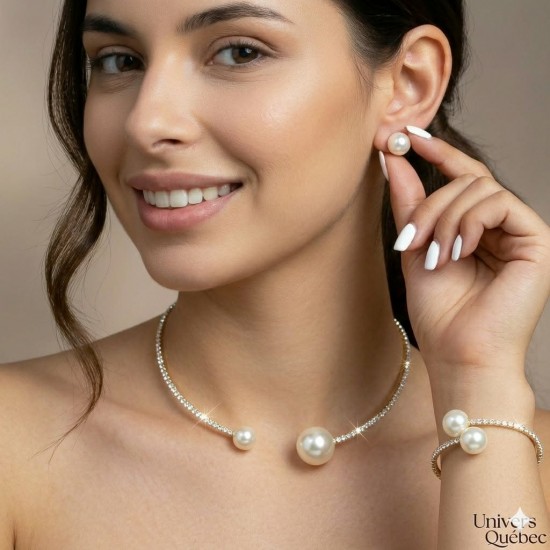Perle Stellaire – Ensemble Collier, Bracelet et Boucles d'Oreilles Perle Stellaire – Ensemble Collier, Bracelet et Boucles d'Oreilles