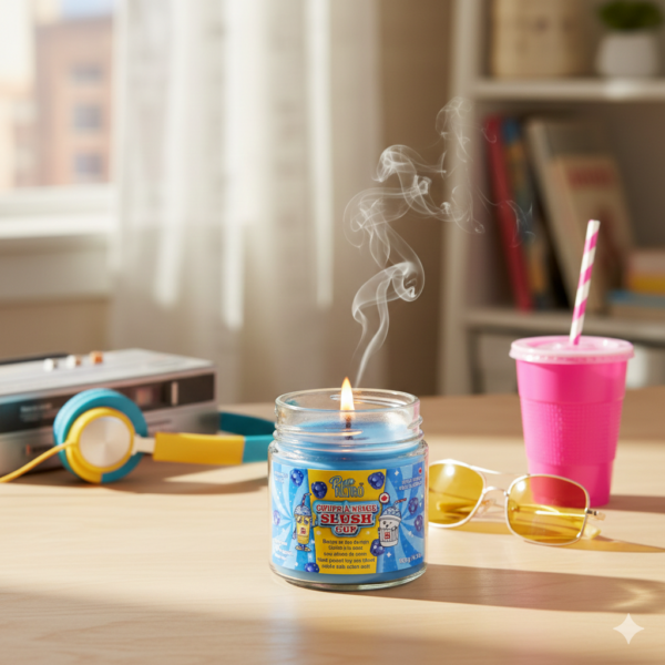 Bougie Pur Retro - Slush Bleue à la Framboise | Souvenirs d'Été - Image 2