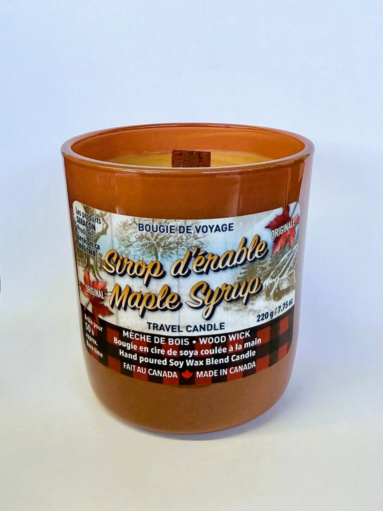 Bougie Érable et Vanille – Collection Verre Ambré (220 g)